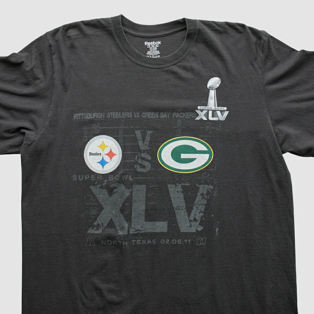 Fanatics Superbowl XLV Reebok 2011 Long Sleeve T-shirt Black Vintage