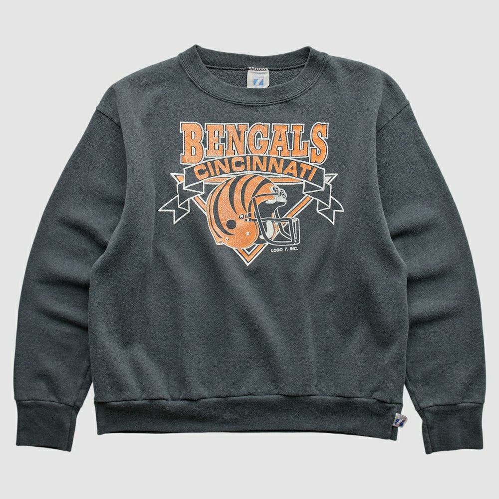 Fanatics Cincinnati Bengals Logo 7 80s Pullover Sweatshirt Charcoal Vintage