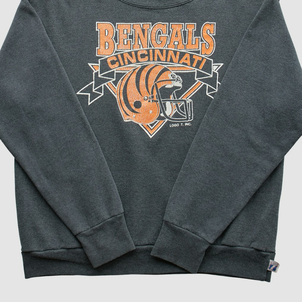 Fanatics Cincinnati Bengals Logo 7 80s Pullover Sweatshirt Charcoal Vintage