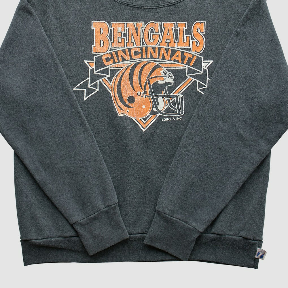 Fanatics Cincinnati Bengals Logo 7 80s Pullover Sweatshirt Charcoal Vintage