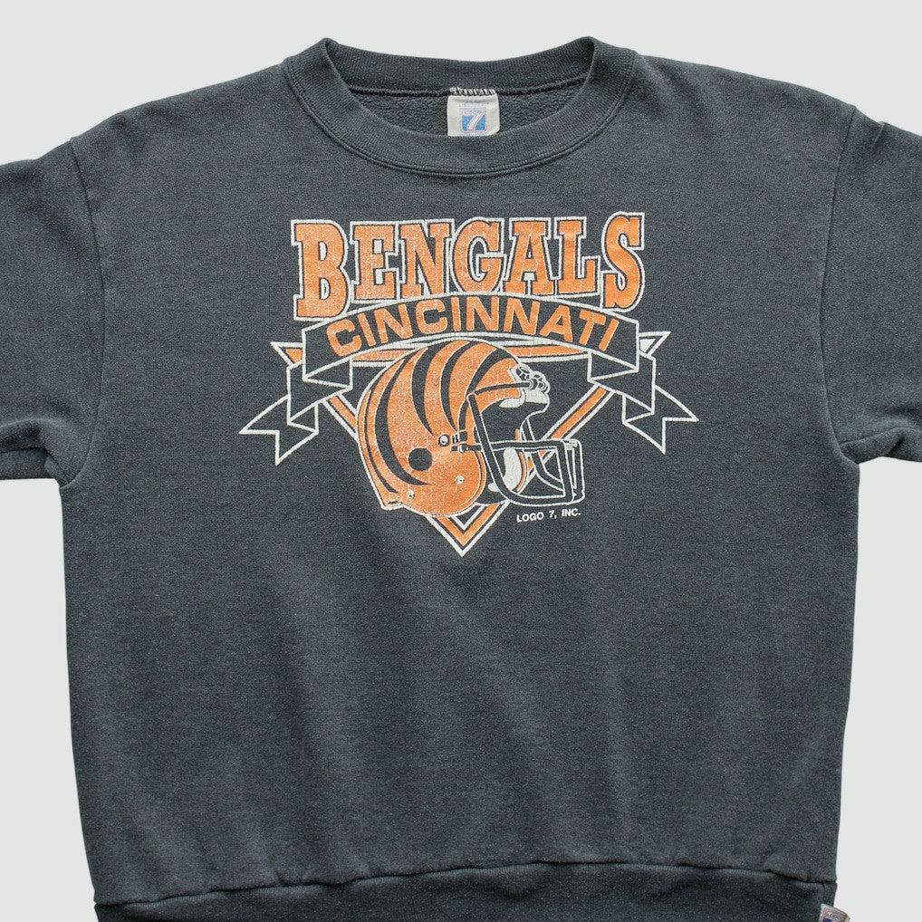 Fanatics Cincinnati Bengals Logo 7 80s Pullover Sweatshirt Charcoal Vintage