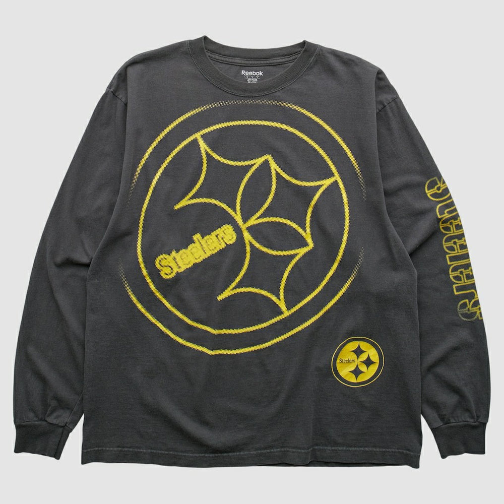Fanatics Pittsburgh Steelers Reebok 2000s Long Sleeve T-shirt Charcoal Vintage