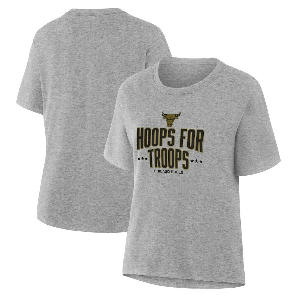 Chicago Bulls Women's Hoops For Troops T-Shirt Gray