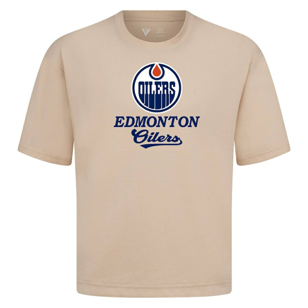 Edmonton Oilers Levelwear Team Surge Luxe Signature Knit T-Shirt - Khaki - NHL 203613927