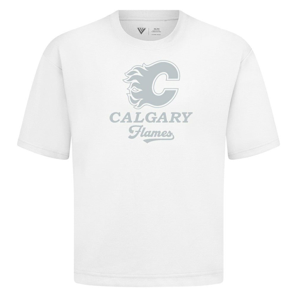 Calgary Flames Levelwear Shadow Surge Luxe Signature Knit T-Shirt - White - NHL 203614058