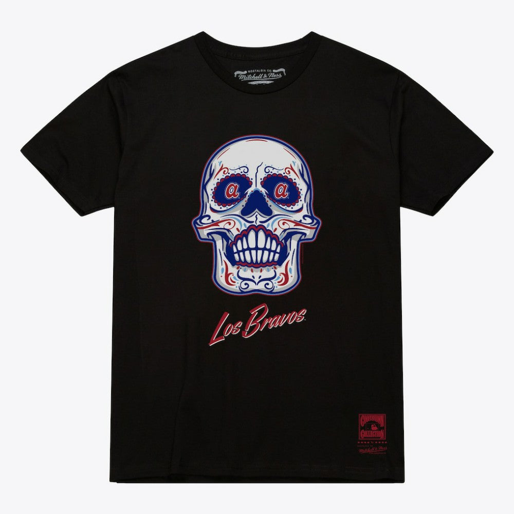 Atlanta Braves Mitchell & Ness Women's Sugar Skull Boxy T-Shirt - Black - Mitchell & Ness Lifestyle