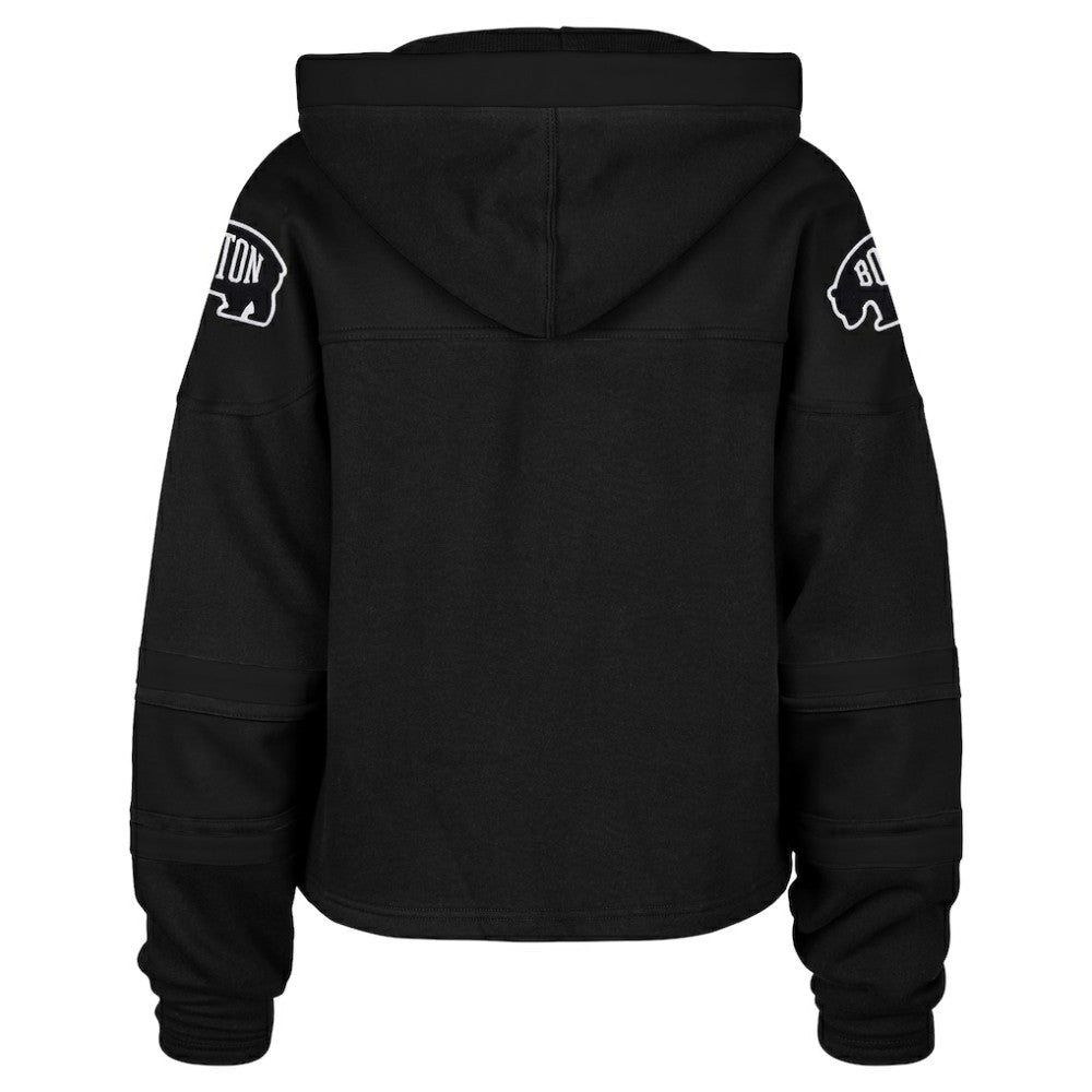 Boston Bruins '47 Women's Cropped Lacer Hoodie - Black - NHL 203624671