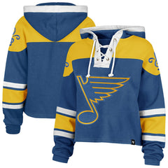 St. Louis Blues '47 Women's Cropped Lacer Hoodie - Blue - NHL 203624672