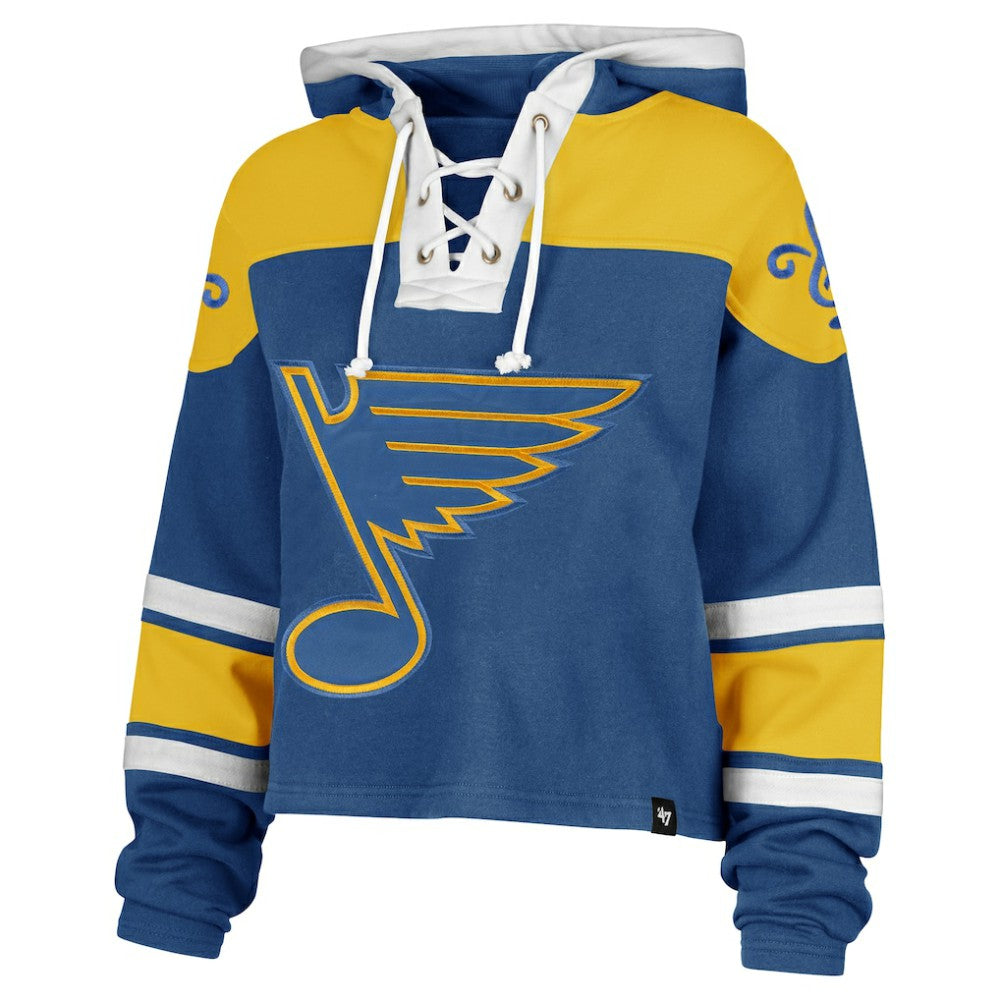 St. Louis Blues '47 Women's Cropped Lacer Hoodie - Blue - NHL 203624672