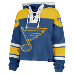 St. Louis Blues '47 Women's Cropped Lacer Hoodie - Blue - NHL 203624672