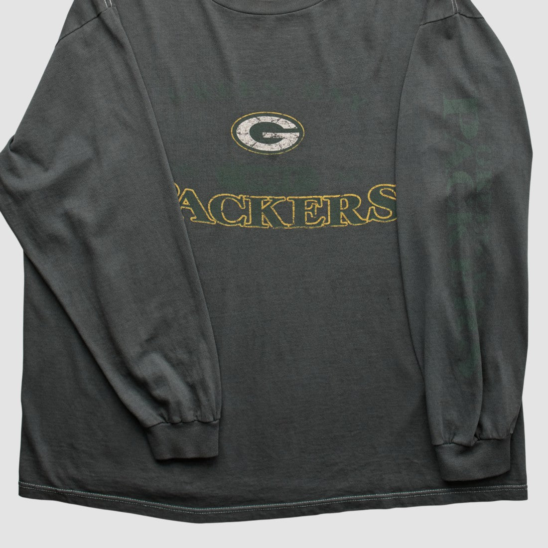 Fanatics Green Bay Packers Logo Athletic 2000s Long Sleeve T-shirt Charcoal Vintage