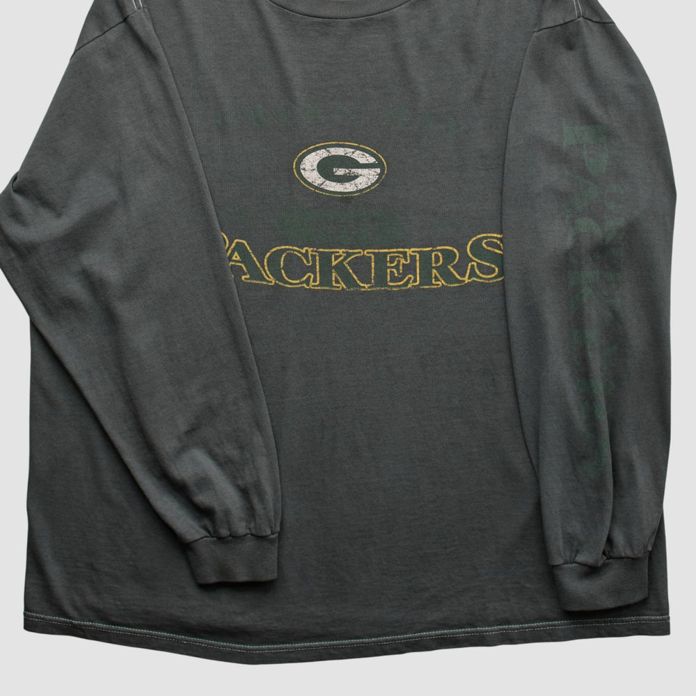 Fanatics Green Bay Packers Logo Athletic 2000s Long Sleeve T-shirt Charcoal Vintage