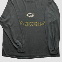 Fanatics Green Bay Packers Logo Athletic 2000s Long Sleeve T-shirt Charcoal Vintage