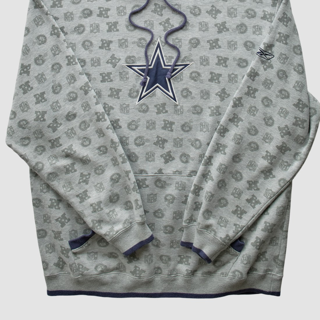 Fanatics Denver Broncos Reebok 2010s Hooded Pullover Sweatshirt Heather Gray Vintage