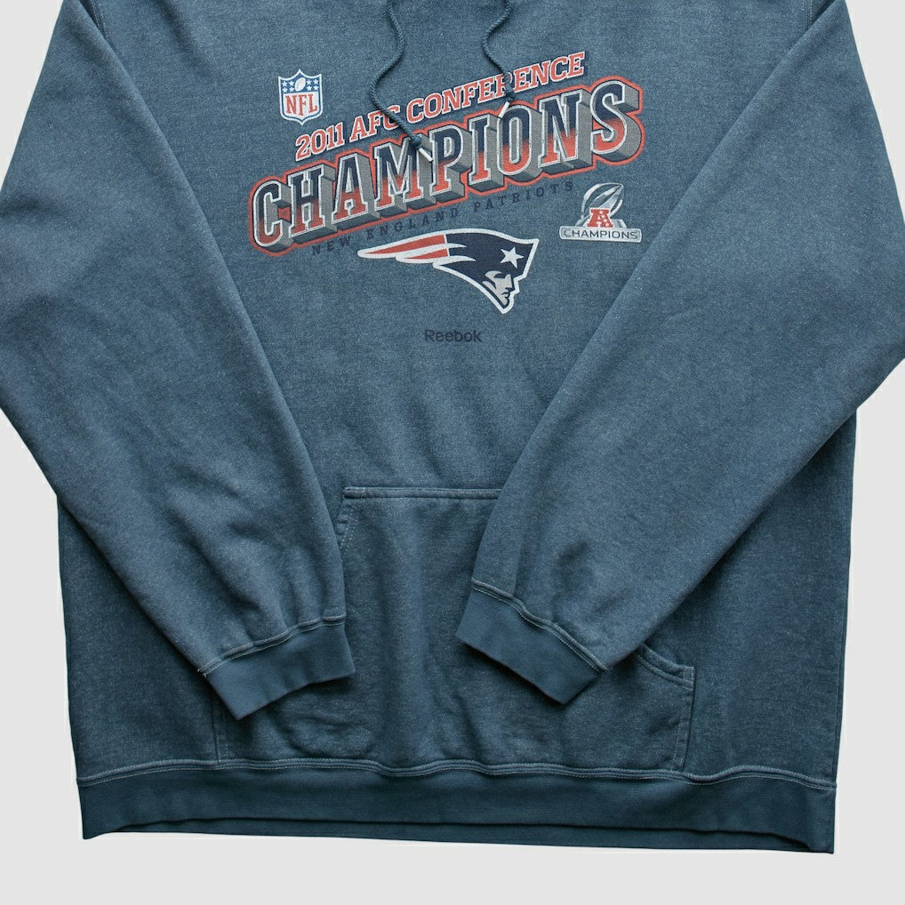 Fanatics New England Patriots Reebok 2011 Hooded Pullover Sweatshirt Blue Vintage