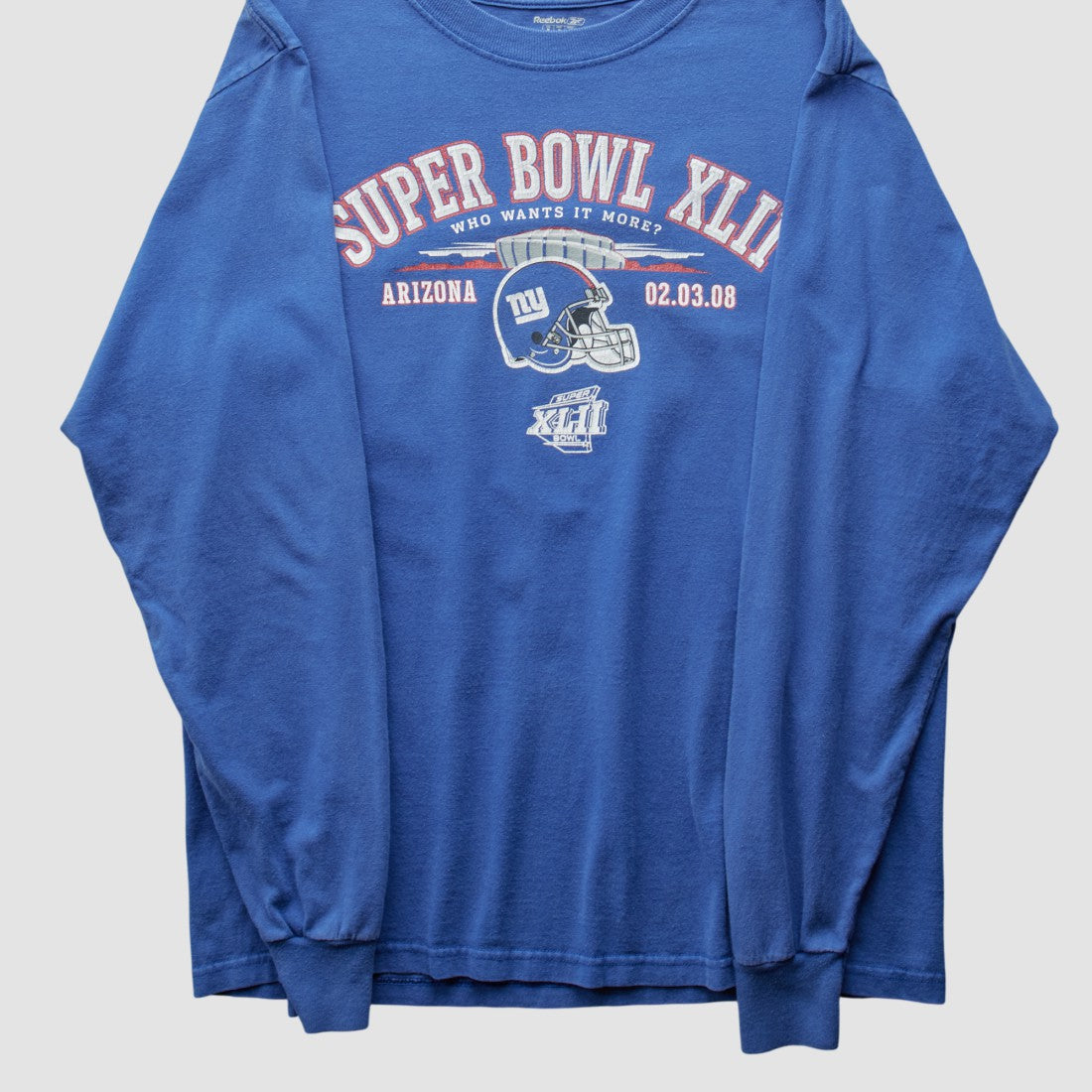 Fanatics New York Giants Reebok 2008 Long Sleeve T-shirt Blue Vintage