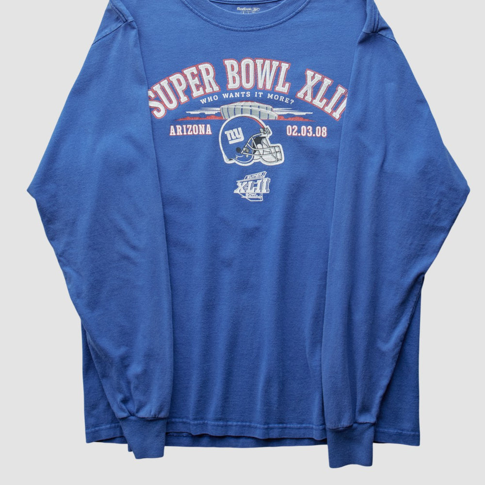 Fanatics New York Giants Reebok 2008 Long Sleeve T-shirt Blue Vintage