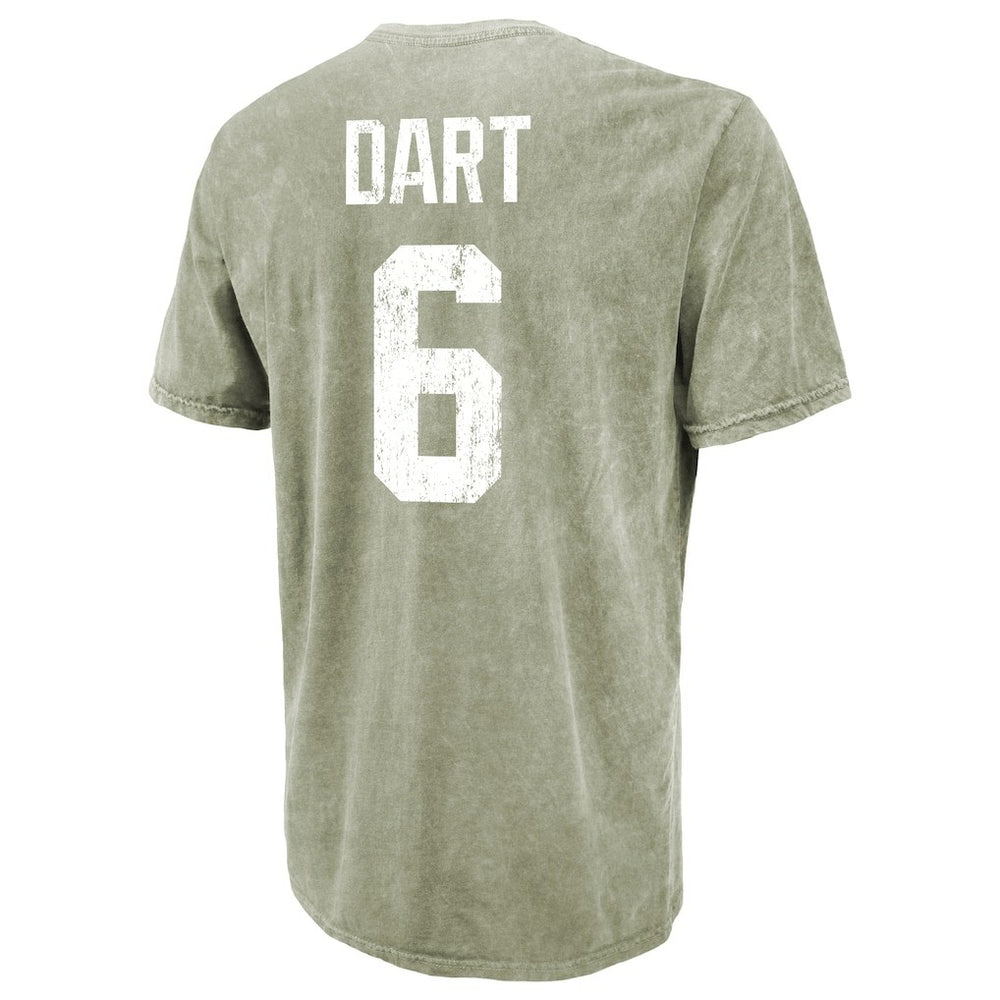 Jaxson Dart New York Giants Majestic Threads Mineral Wash Name & Number T-Shirt Moss Green
