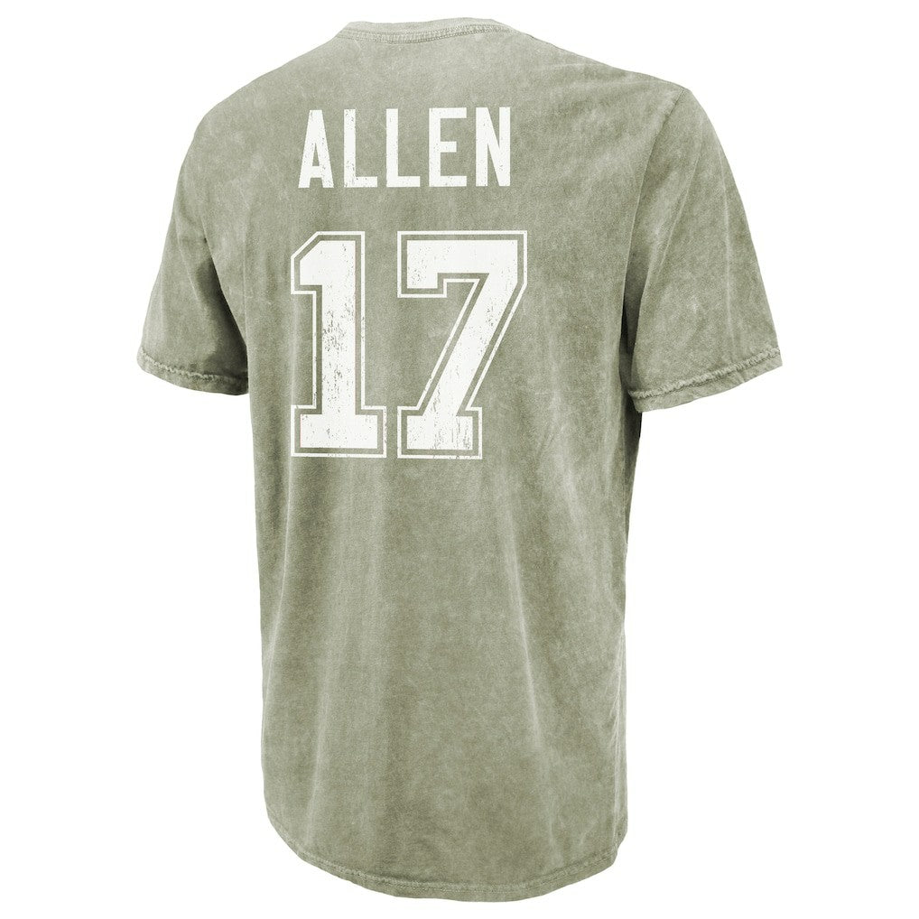 Josh Allen Buffalo Bills Majestic Threads Mineral Wash Name & Number T-Shirt Moss Green