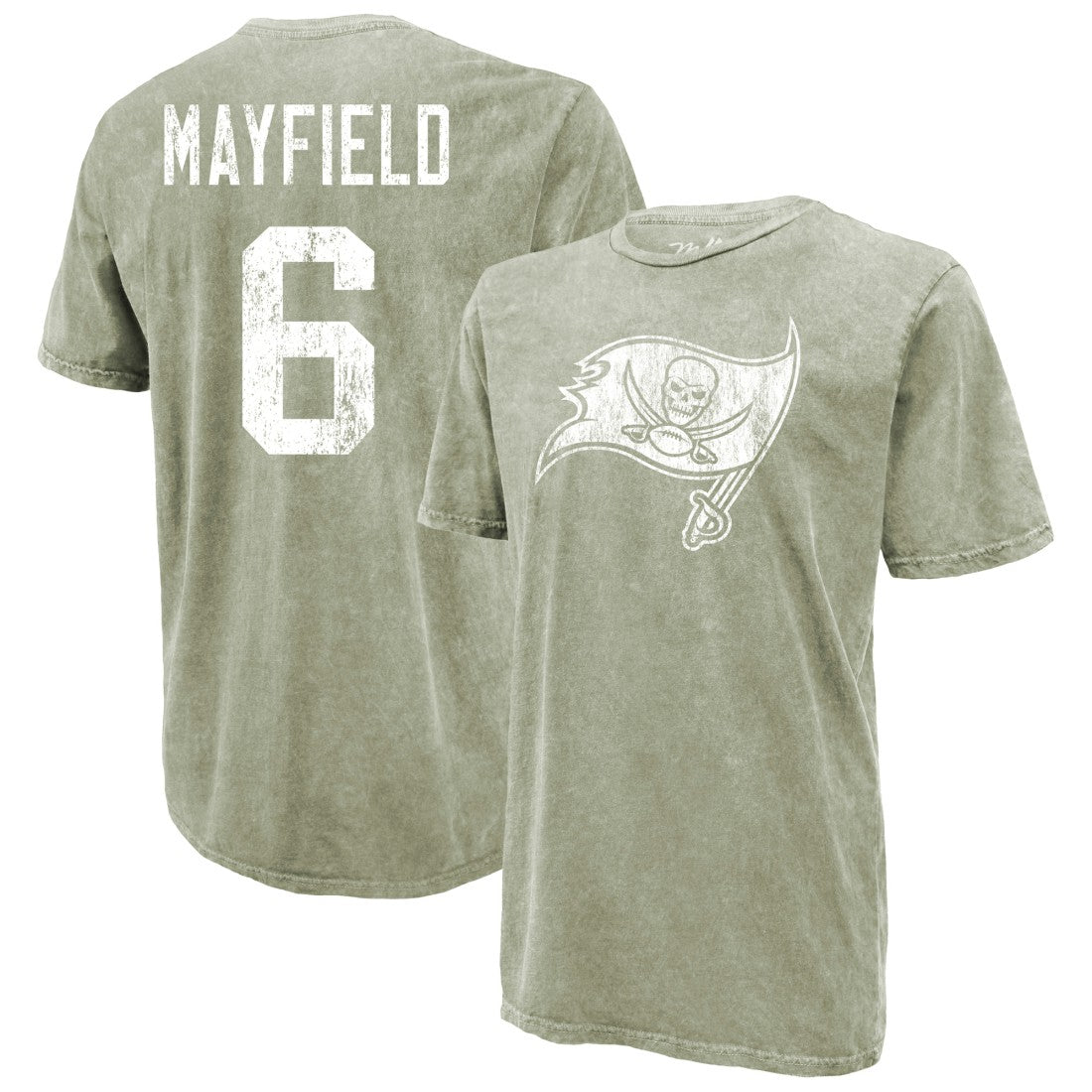 Baker Mayfield Tampa Bay Buccaneers Majestic Threads Mineral Wash Name & Number T-Shirt Moss Green