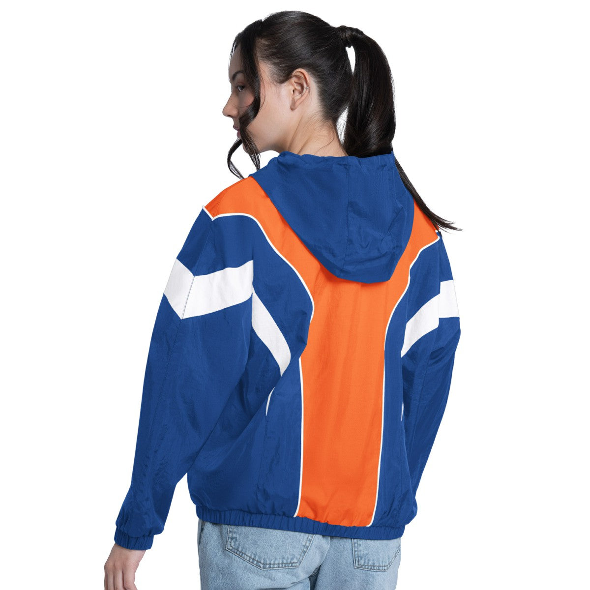 New York Knicks G-III 4Her by Carl Banks Women's Quarterback Lightweight Oversized Full-Zip Jacket Royal/Orange