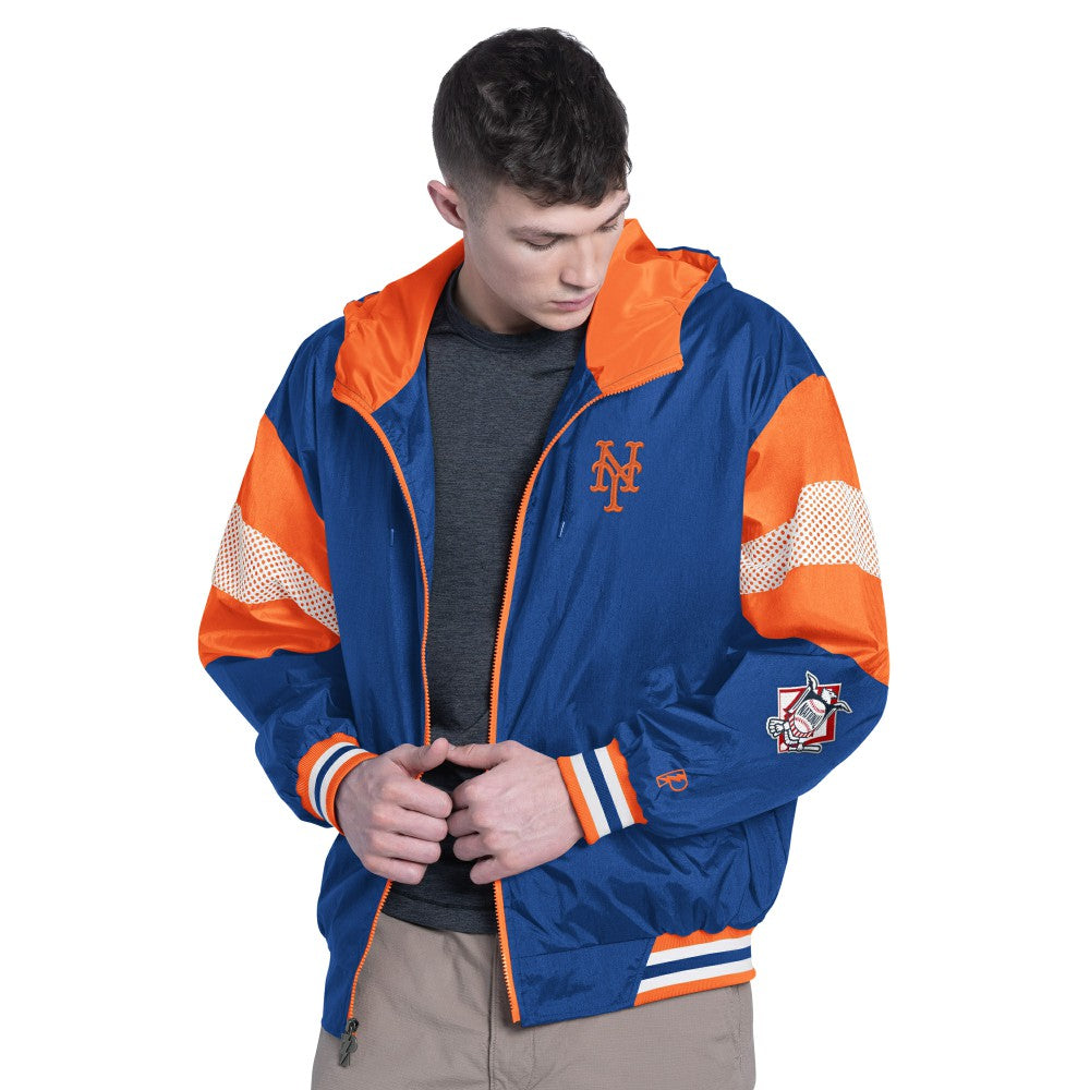 New York Mets Pro Player Legacy Lightweight Full-Zip Hooded Jacket - Royal/Orange - MLB on Sale