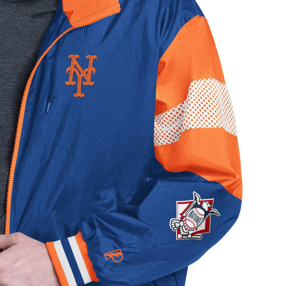 New York Mets Pro Player Legacy Lightweight Full-Zip Hooded Jacket - Royal/Orange - MLB on Sale