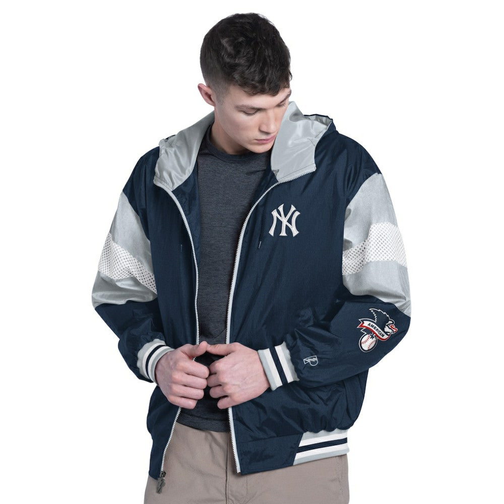 New York Yankees Pro Player Legacy Lightweight Full-Zip Hooded Jacket - Navy/Gray - MLB Sale