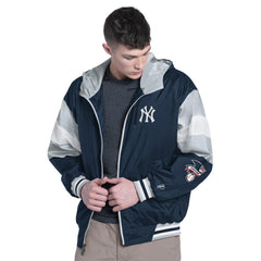 New York Yankees Pro Player Legacy Lightweight Full-Zip Hooded Jacket - Navy/Gray - MLB Sale
