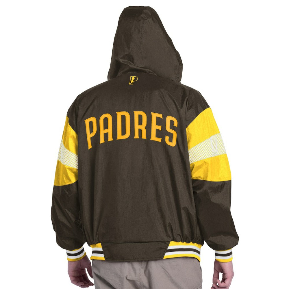 San Diego Padres Pro Player Legacy Lightweight Full-Zip Hooded Jacket - Brown/Gold - MLB Lifestyle