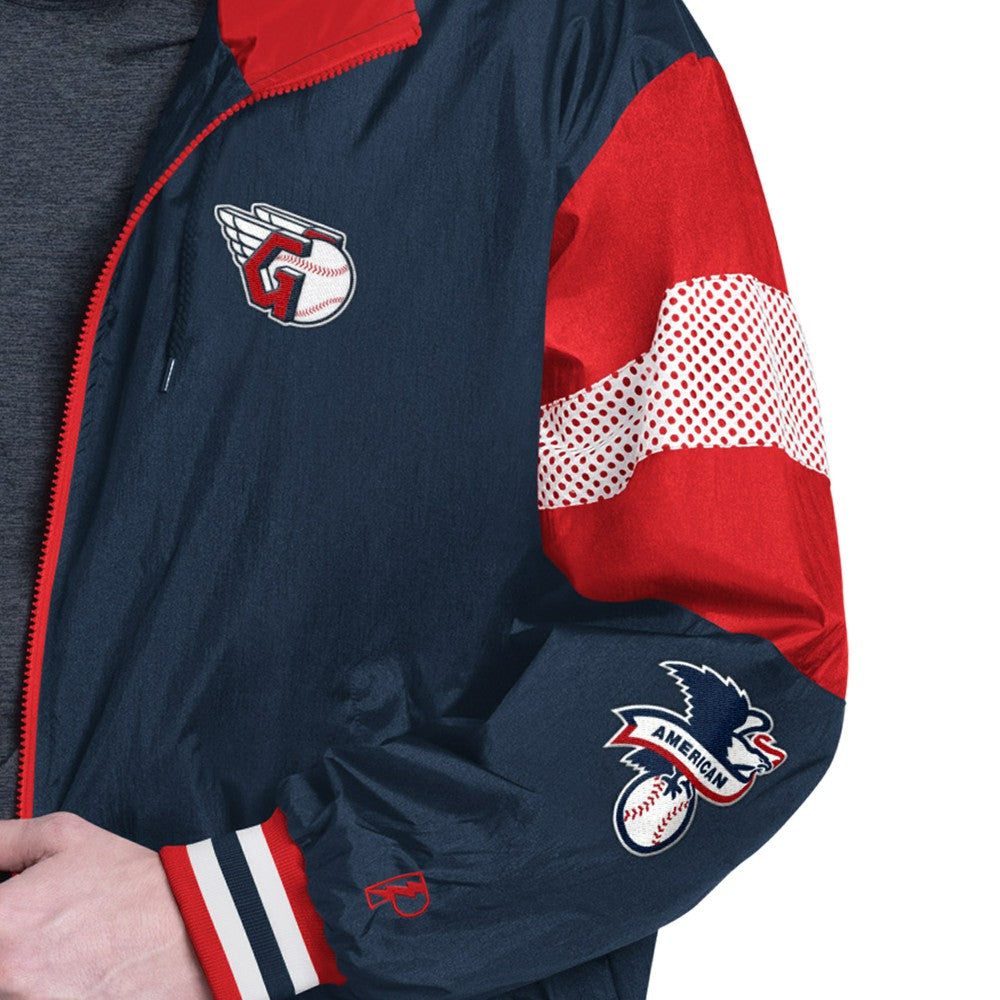 Cleveland Guardians Pro Player Legacy Lightweight Full-Zip Hooded Jacket - Navy/Red - MLB Sale