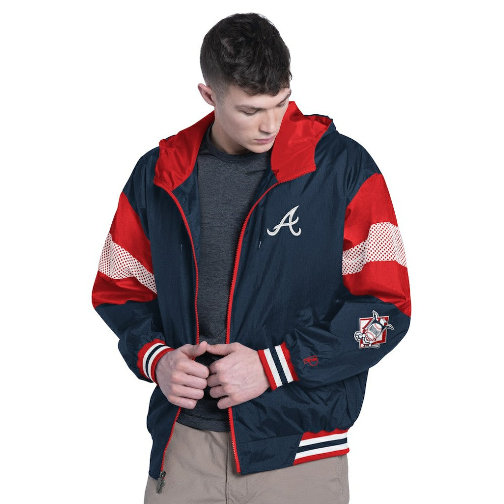 Atlanta Braves Pro Player Legacy Lightweight Full-Zip Hooded Jacket - Navy/Red - MLB Discount