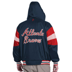 Atlanta Braves Pro Player Legacy Lightweight Full-Zip Hooded Jacket - Navy/Red - MLB Discount