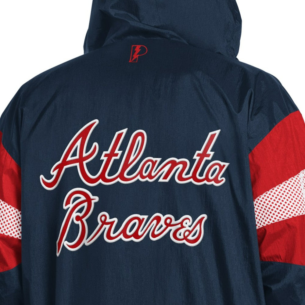 Atlanta Braves Pro Player Legacy Lightweight Full-Zip Hooded Jacket - Navy/Red - MLB Discount