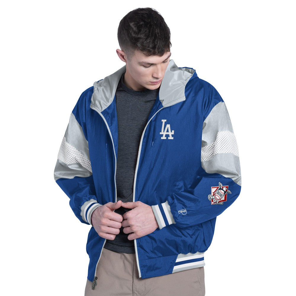 Los Angeles Dodgers Pro Player Legacy Lightweight Full-Zip Hooded Jacket - Royal/Gray - MLB Sale