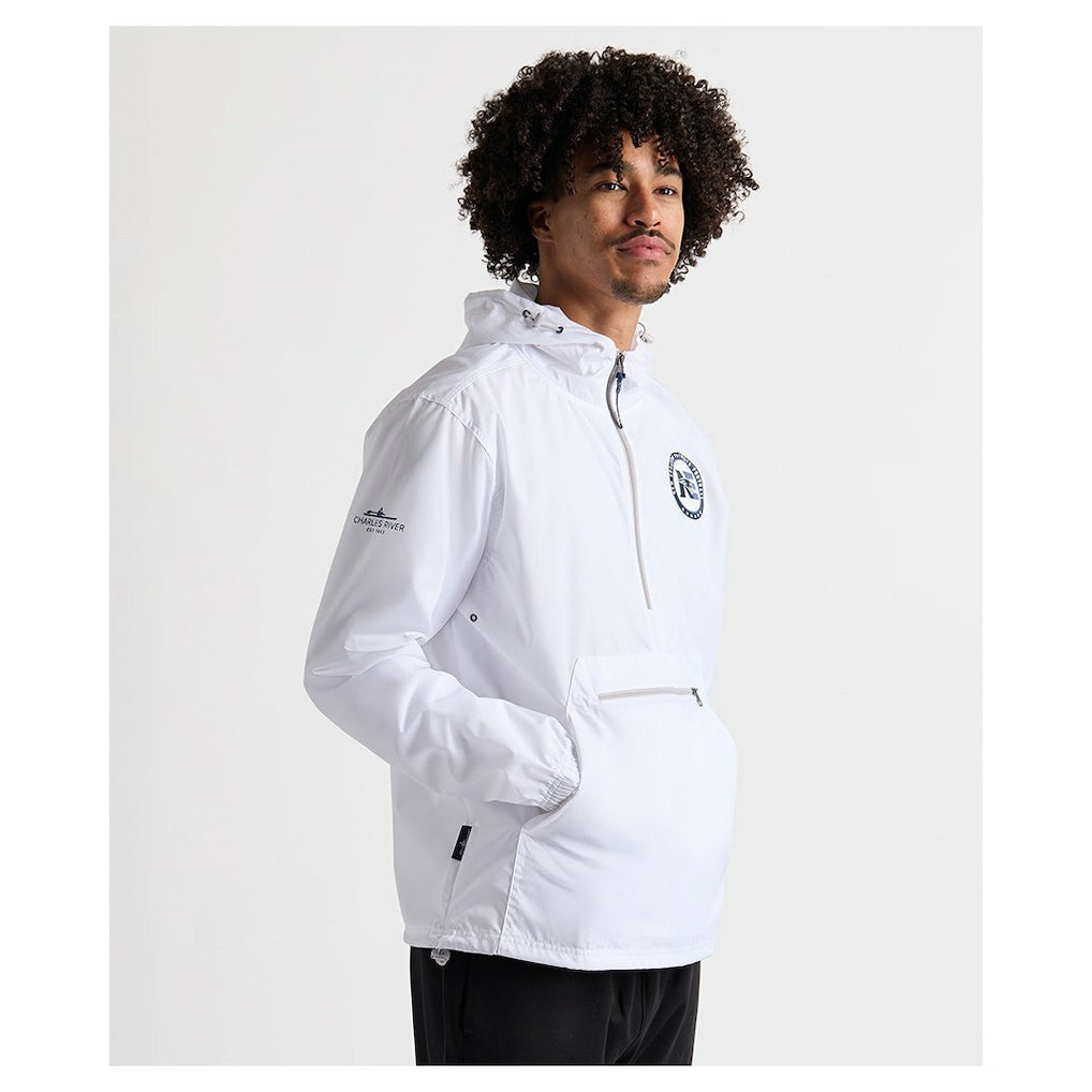 Charles River x New England Patriots Pack-N-Go Half-Zip Hoodie White