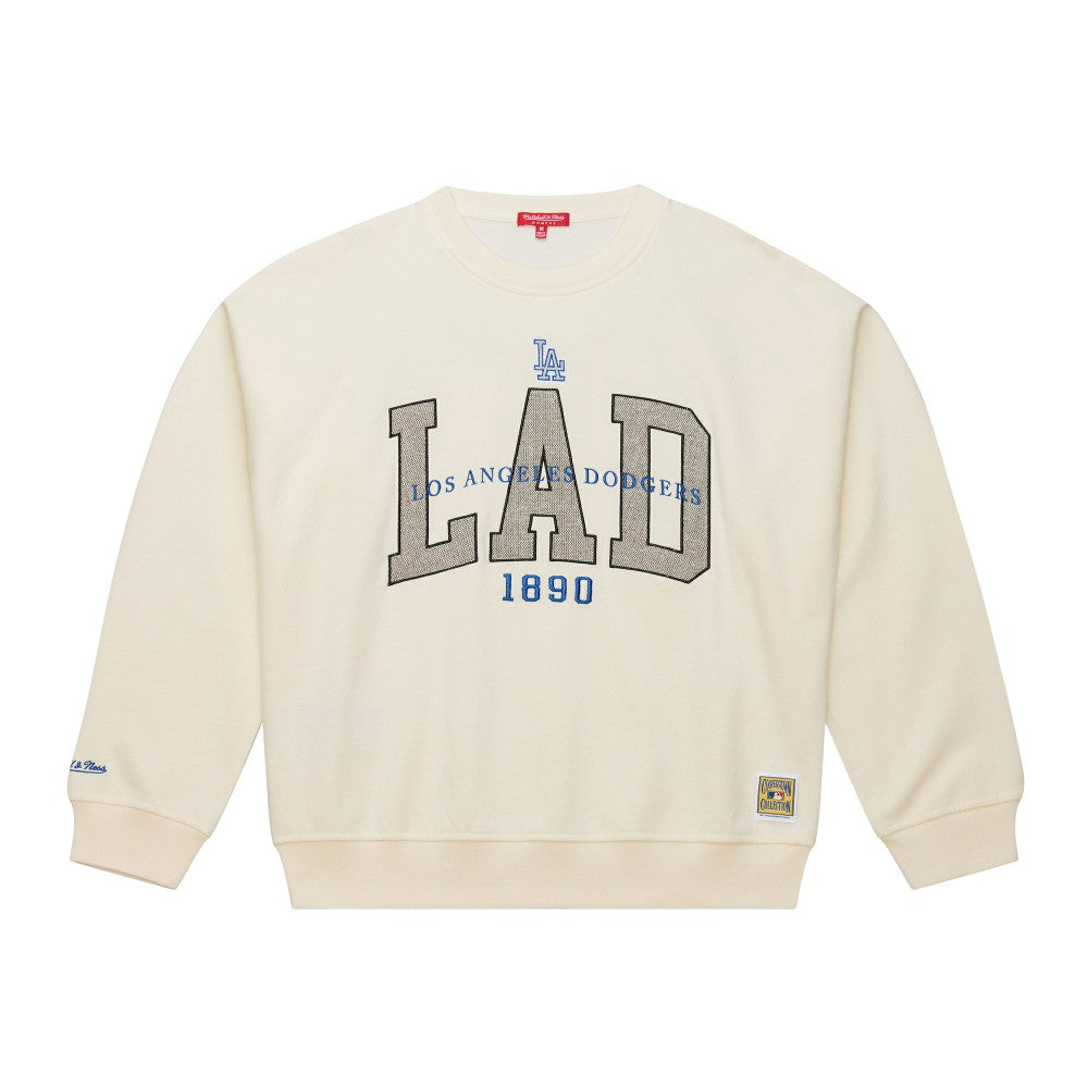 Los Angeles Dodgers Mitchell & Ness Women's Premium Crewneck Sweatshirt - Cream - Mitchell & Ness Sale