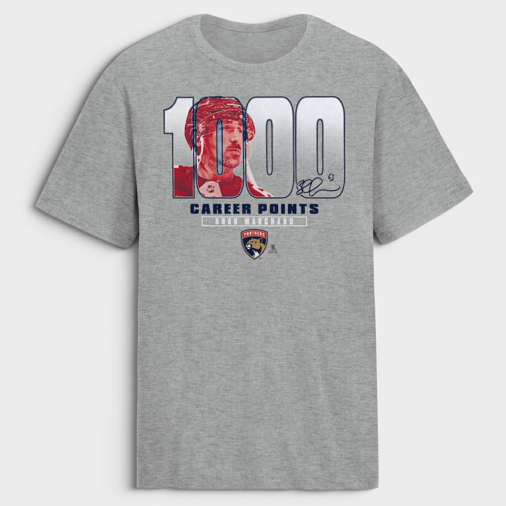 Brad Marchand Florida Panthers 1,000 Career Points Legacy T-Shirt - Gray - NHL 203643786