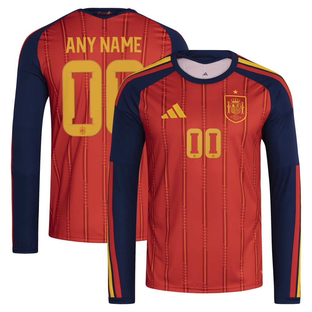 Spain National Team FIFA x World Cup 2026 Home Replica Long Sleeve Custom Jersey Red - Adidas