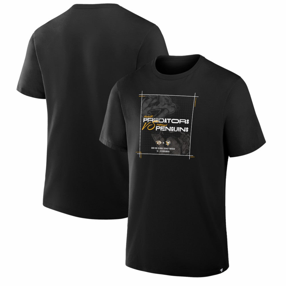 Nashville Predators vs. Pittsburgh Penguins 2025 NHL Global Series Matchup Legacy T-Shirt - Black - NHL 203644057