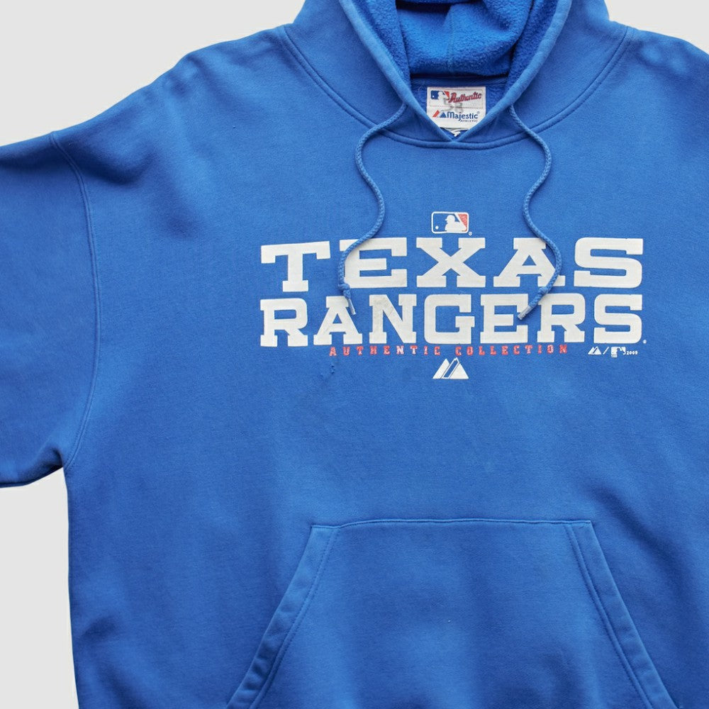 Texas Rangers Majestic 2000s Hooded Pullover Sweatshirt - Blue - 2XVintage - Fanatics on Sale