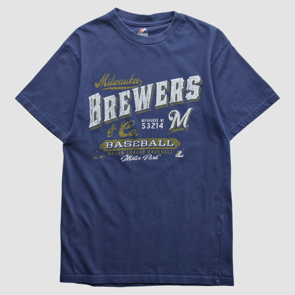 Milwaukee Brewers Majestic 2010s T-shirt - Navy - Vintage - Fanatics Discount