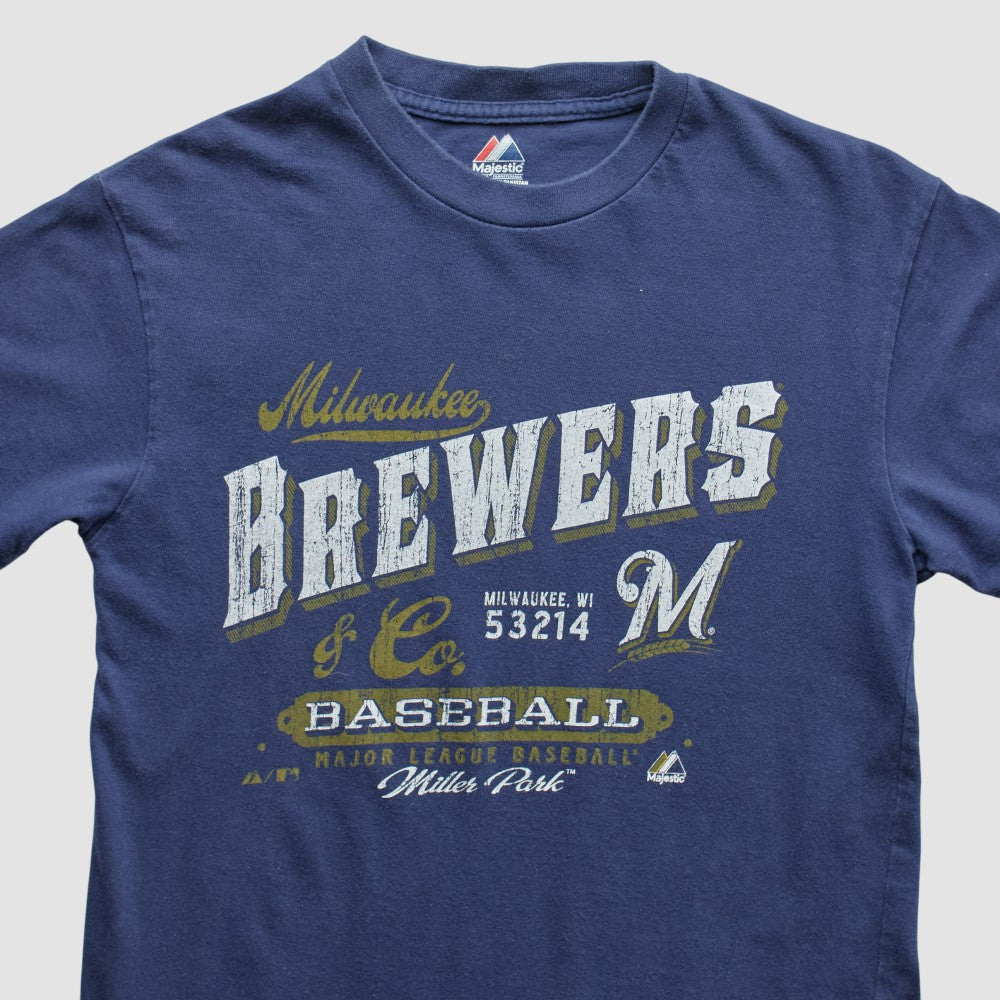 Milwaukee Brewers Majestic 2010s T-shirt - Navy - Vintage - Fanatics Discount