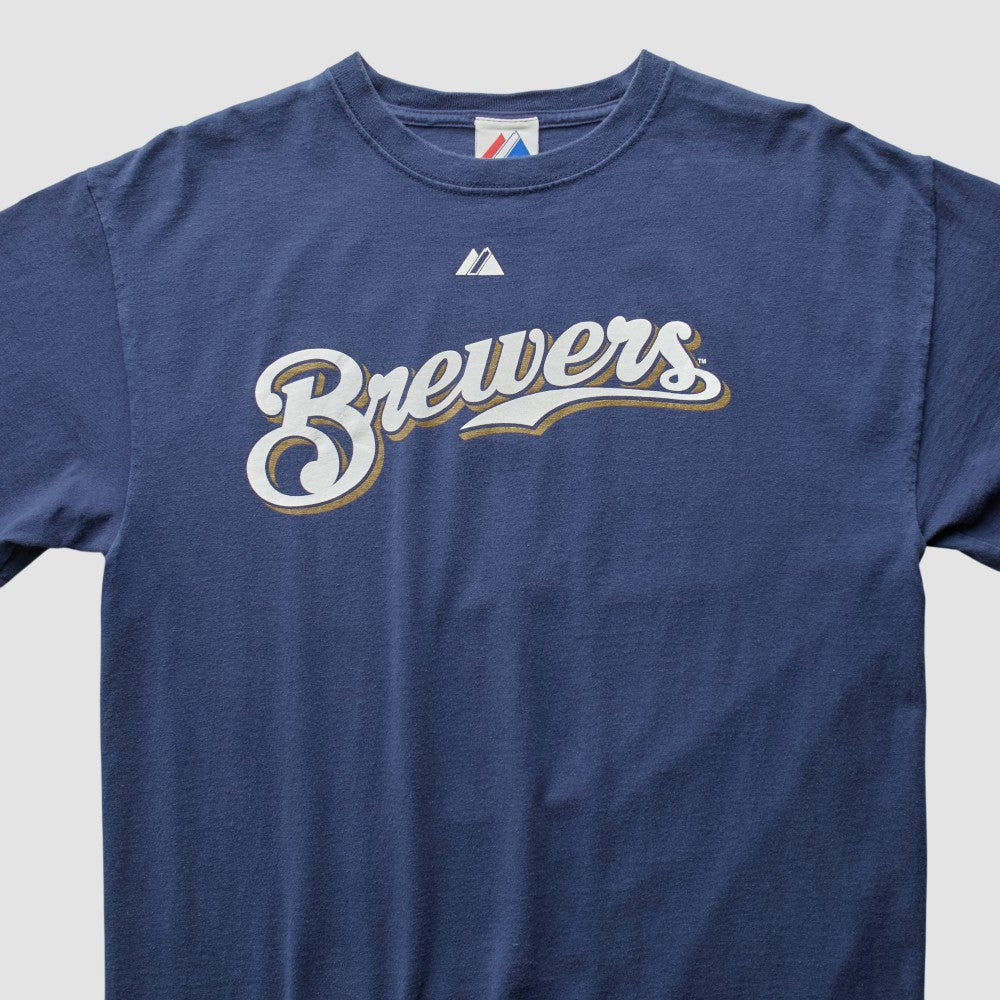 Milwaukee Brewers Majestic 2008 T-shirt - Navy - Vintage - Fanatics Sale