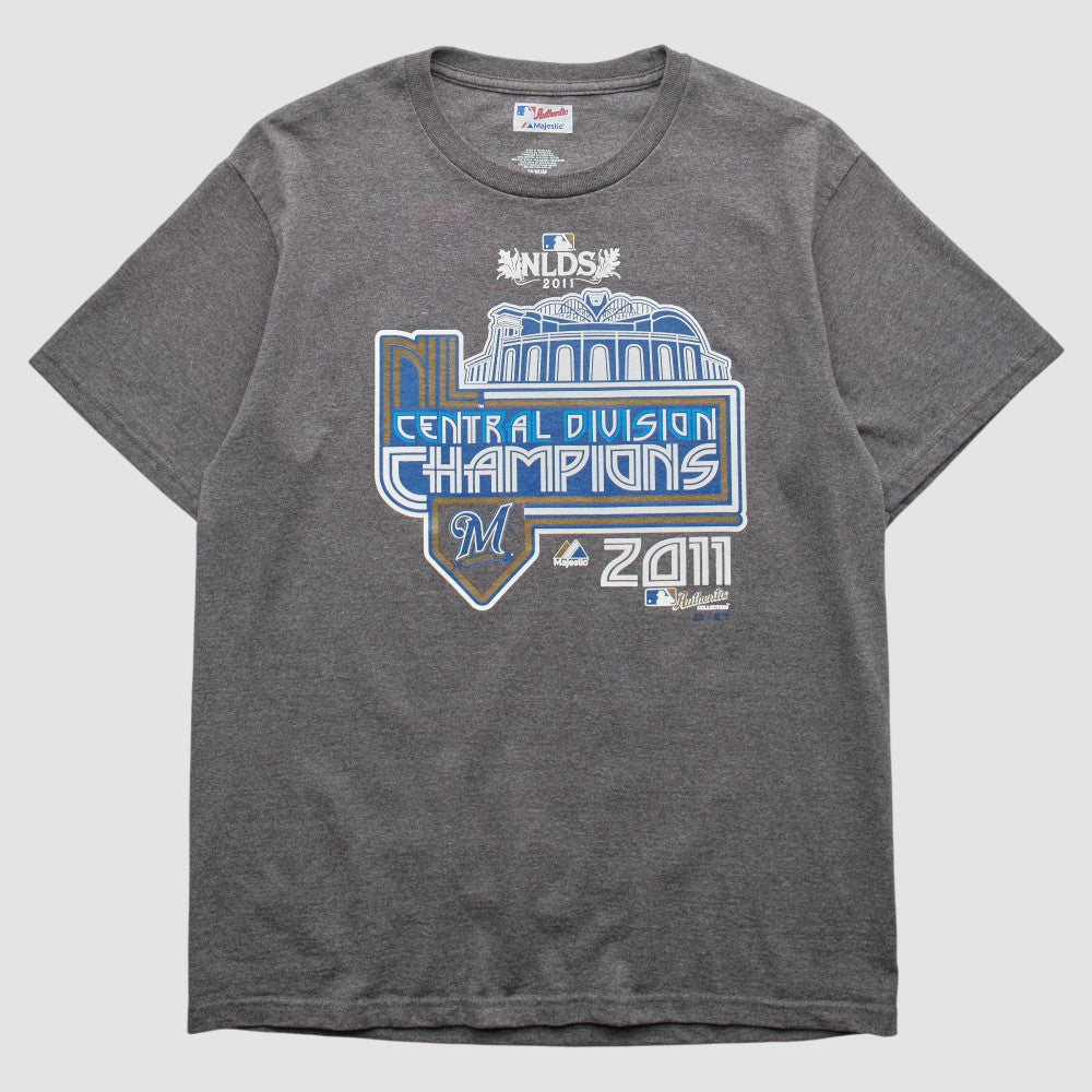 Milwaukee Brewers Majestic 2011 T-shirt - Dark Heather Gray - Vintage - Fanatics Sale