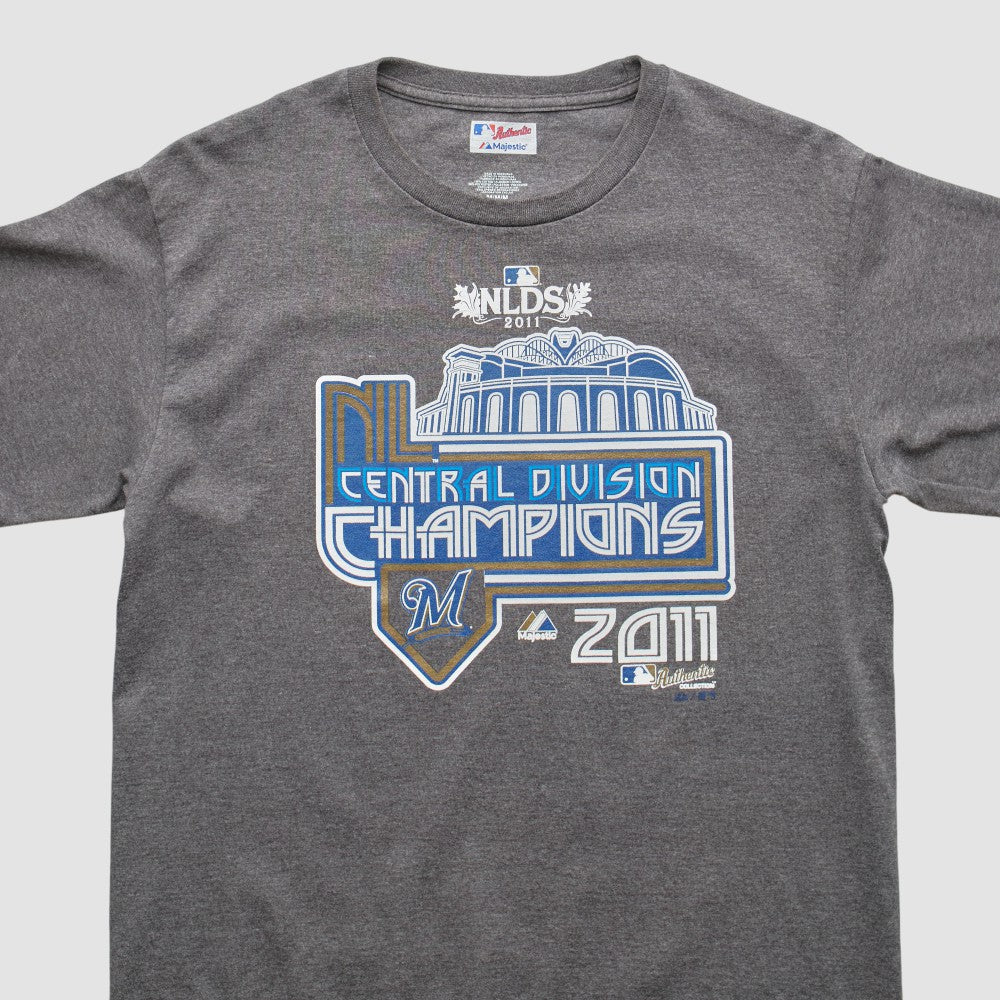 Milwaukee Brewers Majestic 2011 T-shirt - Dark Heather Gray - Vintage - Fanatics Sale