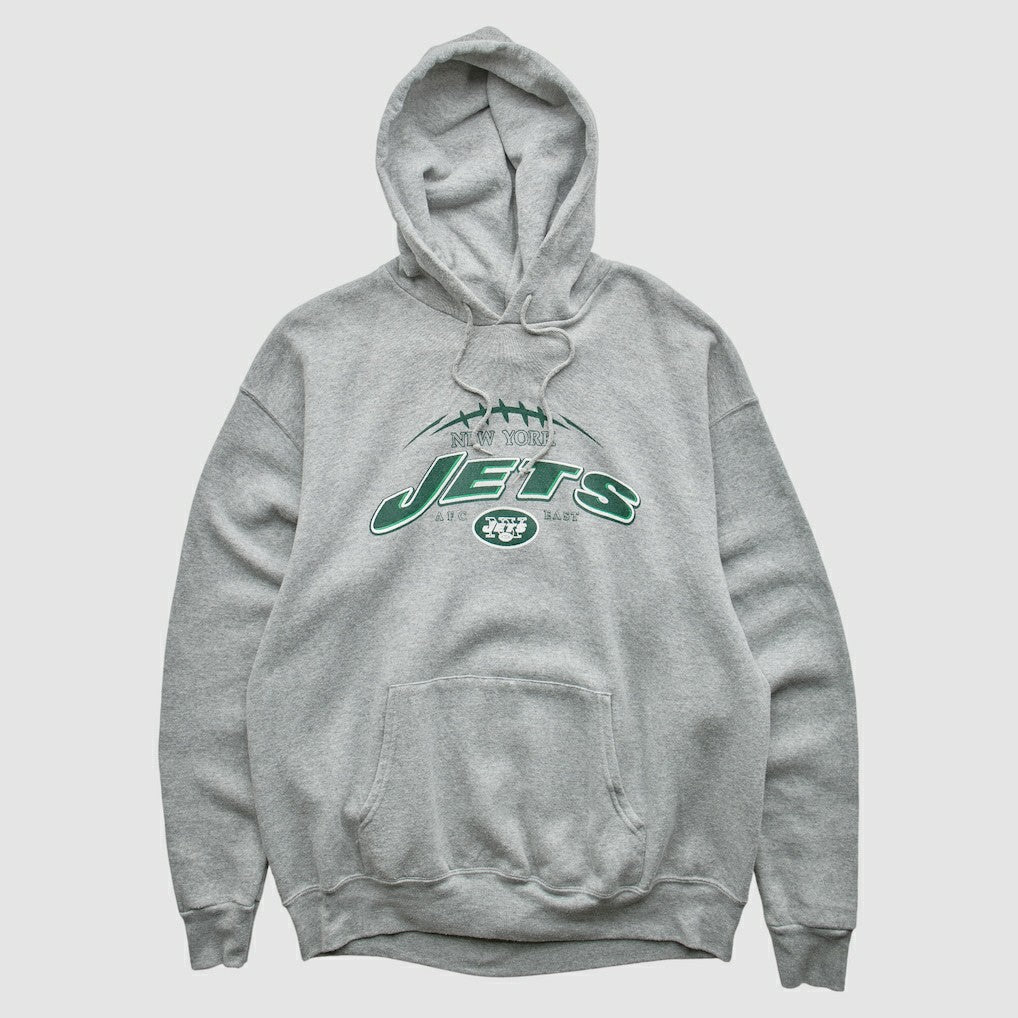 Fanatics New York Jets NFL 2000s Hooded Pullover Sweatshirt Heather Gray Vintage