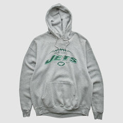 Fanatics New York Jets NFL 2000s Hooded Pullover Sweatshirt Heather Gray Vintage