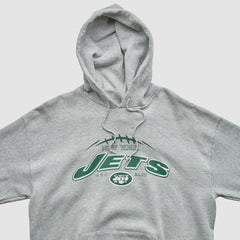 Fanatics New York Jets NFL 2000s Hooded Pullover Sweatshirt Heather Gray Vintage