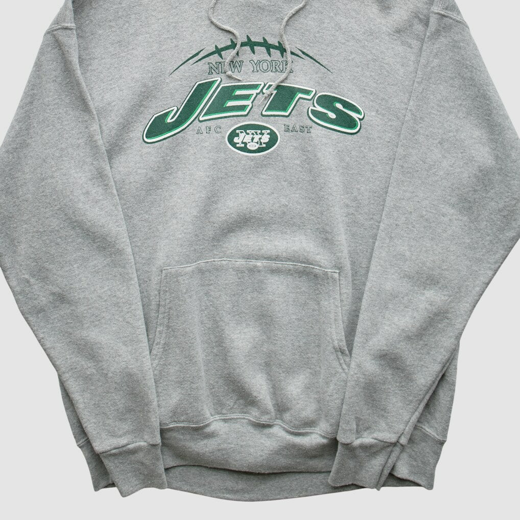 Fanatics New York Jets NFL 2000s Hooded Pullover Sweatshirt Heather Gray Vintage